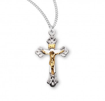 Flare Tipped Sterling Silver Two Toned Crucifix