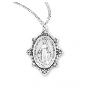Finest Austrian Crystal Edged Miraculous Medal in Sterling Silver