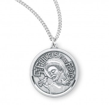 Saint Francis Round Contemporary Sterling Silver Medal