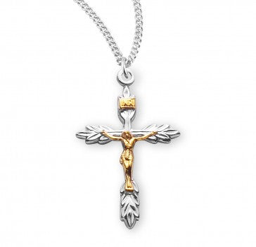Sterling Silver Two Toned Wheat Crucifix