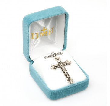 1-9/16" Sterling Silver Fluer de lis Tip crucifix on a 24" Ch-Bxd