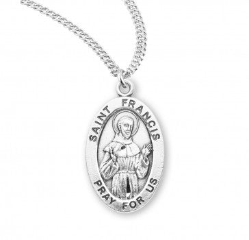 Patron Saint Francis Assisi Oval Sterling Silver Medal