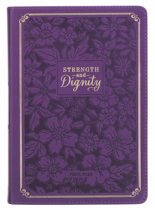 Strength and Dignity Purple Rose Faux Leather Classic Journal - Proverbs 31:25