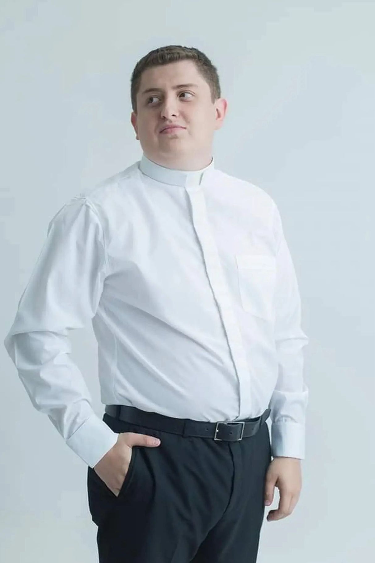 Long Sleeve White Shirt W/T Priest Collar