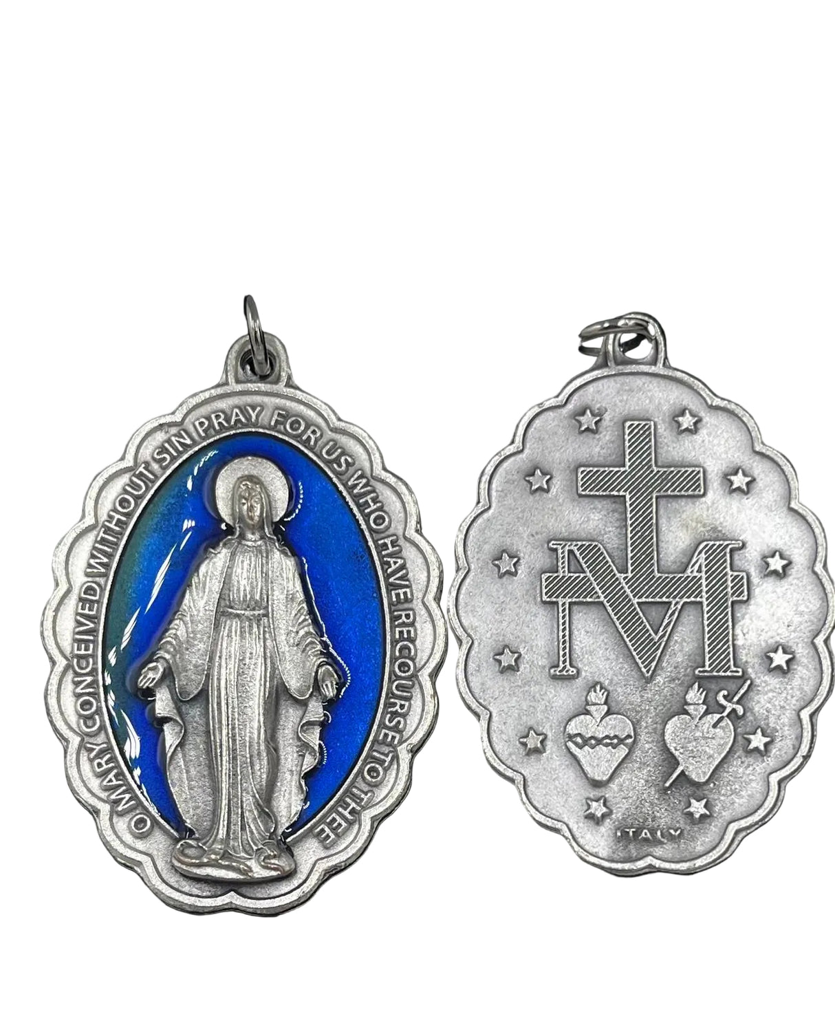 M -MEDAL W/BLUE ENAMEL ENG 2.25"