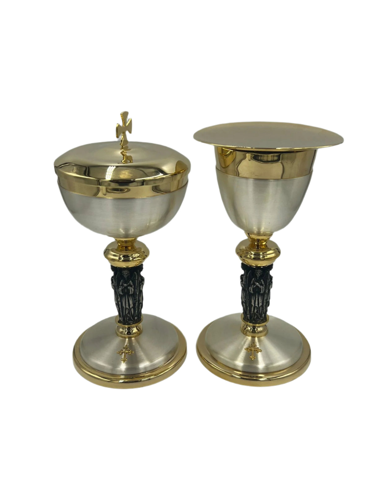 Gold Plated Chalice with Paten and Ciborium Embossed Angels