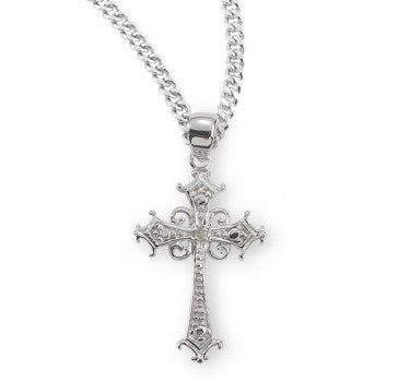 Sterling Silver Cubic Zircon Cross Boxed