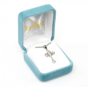 Sterling Silver Cubic Zircon Cross Boxed