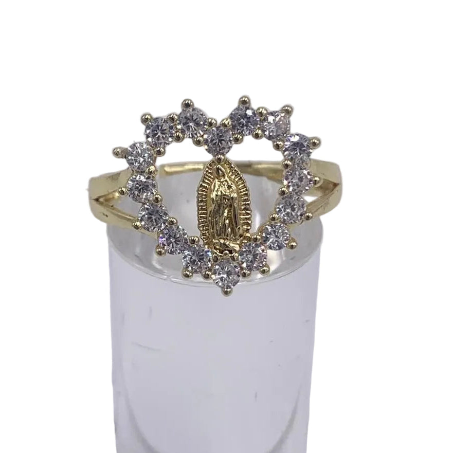 OUR LADY OF GUADALUPE RHINESTONE HEART RING