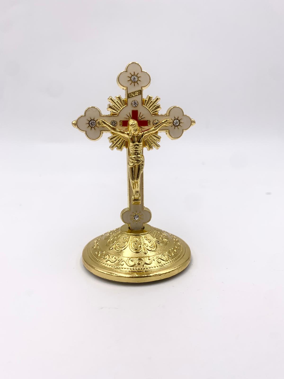 Crucifix Cross Ornament Brass Jesus Figurine for Car Dashboard