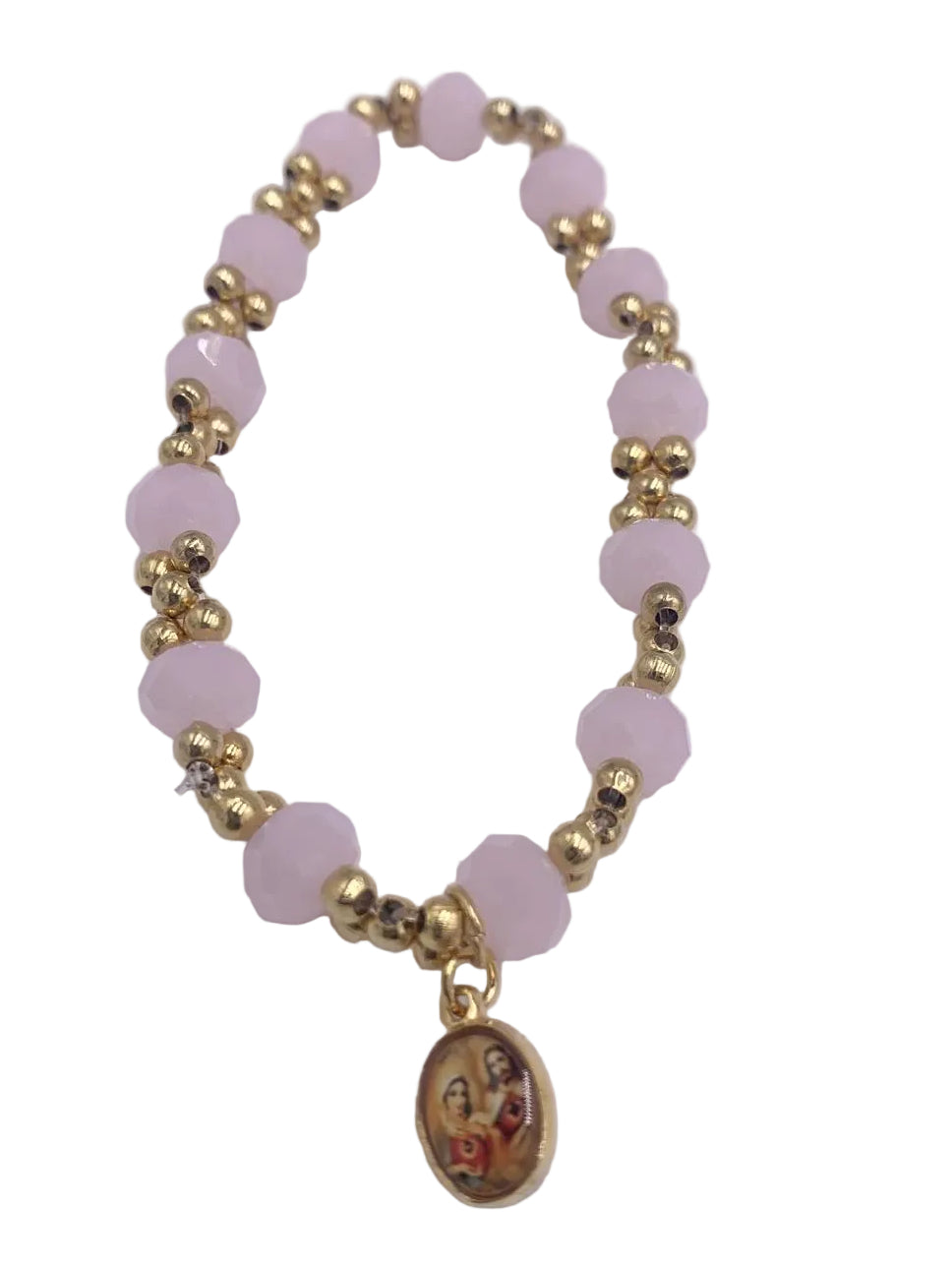 GOLD AND COLORFUL BRACELETS WITH DIFFERENT MEDALS