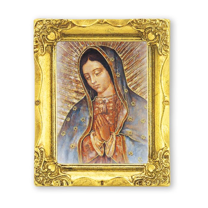 3" x 2" Antique Gold Frame with Our Lady of Guadalupe Print-P65