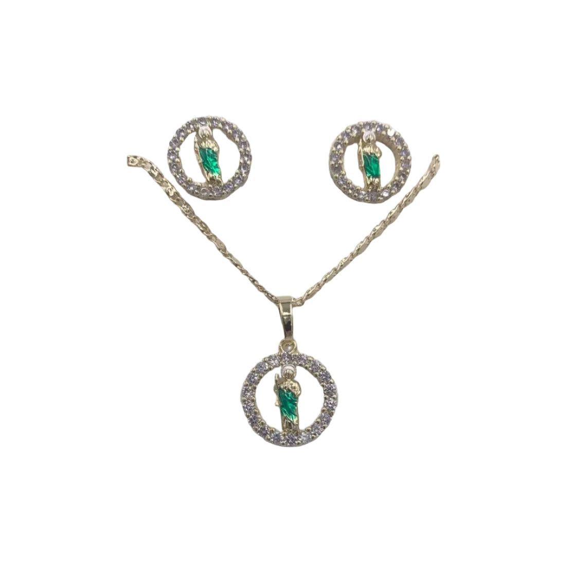 ST JUDE GOLD PLATED NECKLACE WITH EARING SET