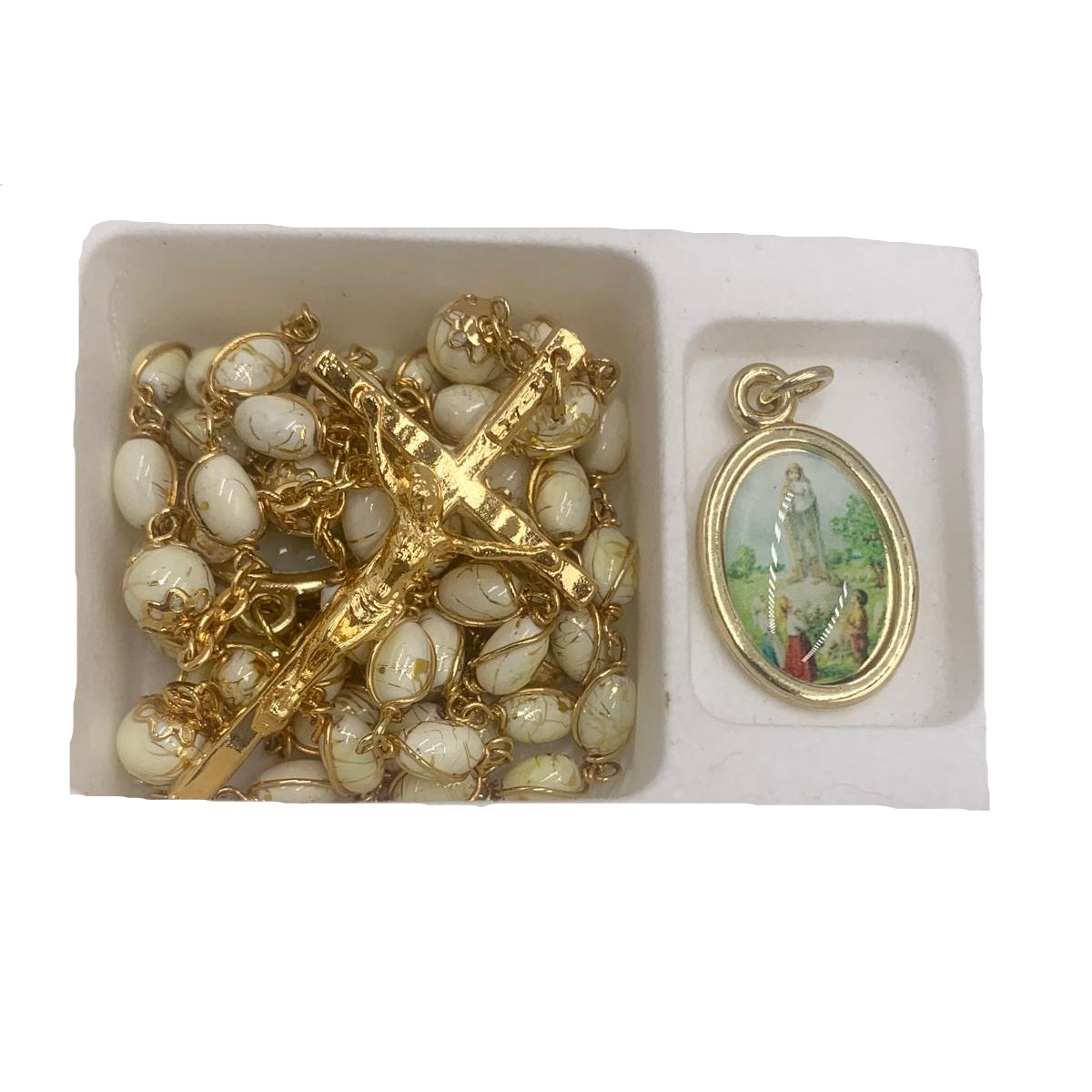 WHITE ROSARY OF OUR LADY OF FATIMA