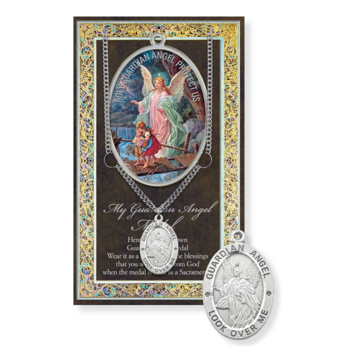 Guardian Angel Genuine Pewter Medal on a 18"