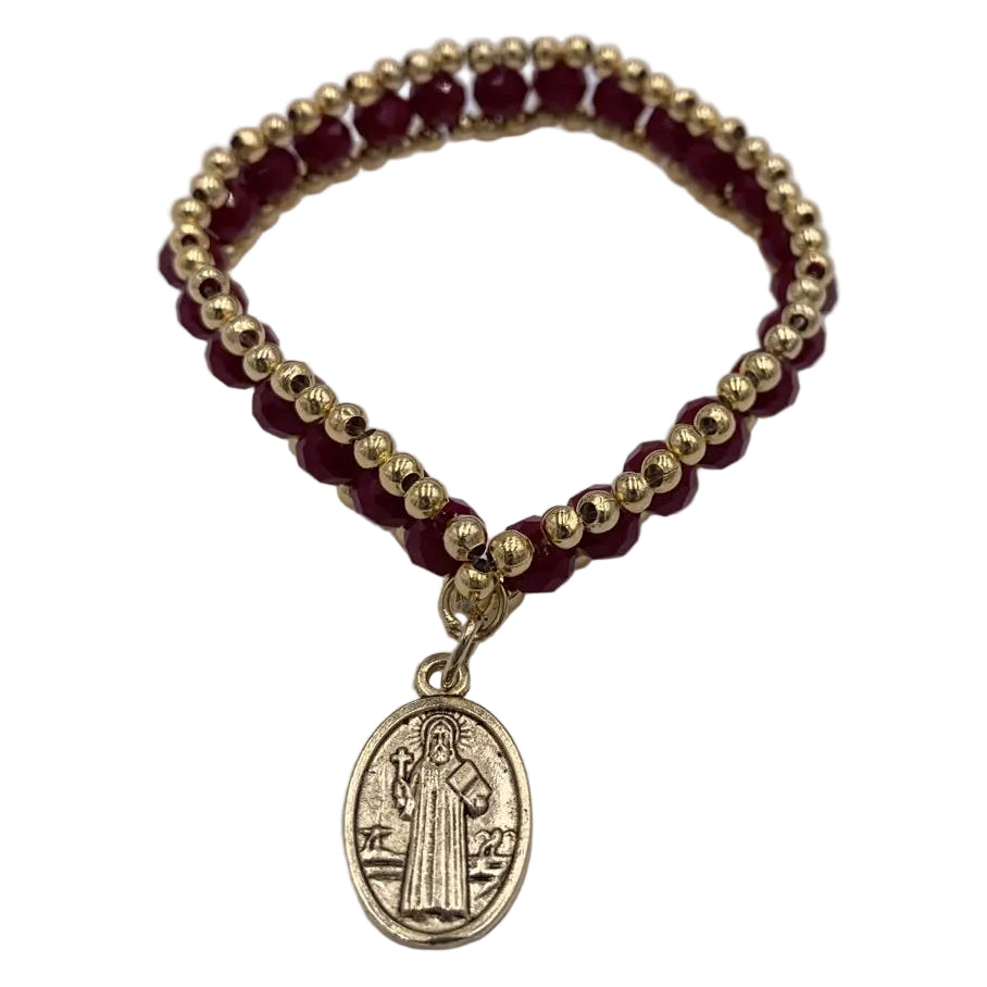 ST BENEDICT MEDAL BRACELET WITH GOLD AND DIFFERENT COLORS