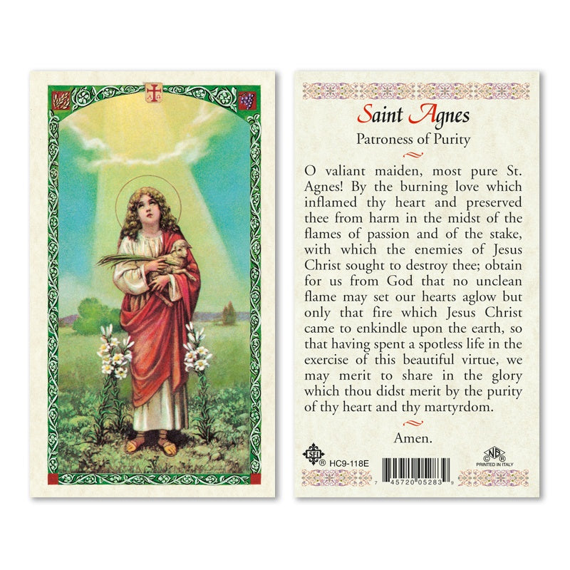 Saint Agnes- Laminated Prayer Card