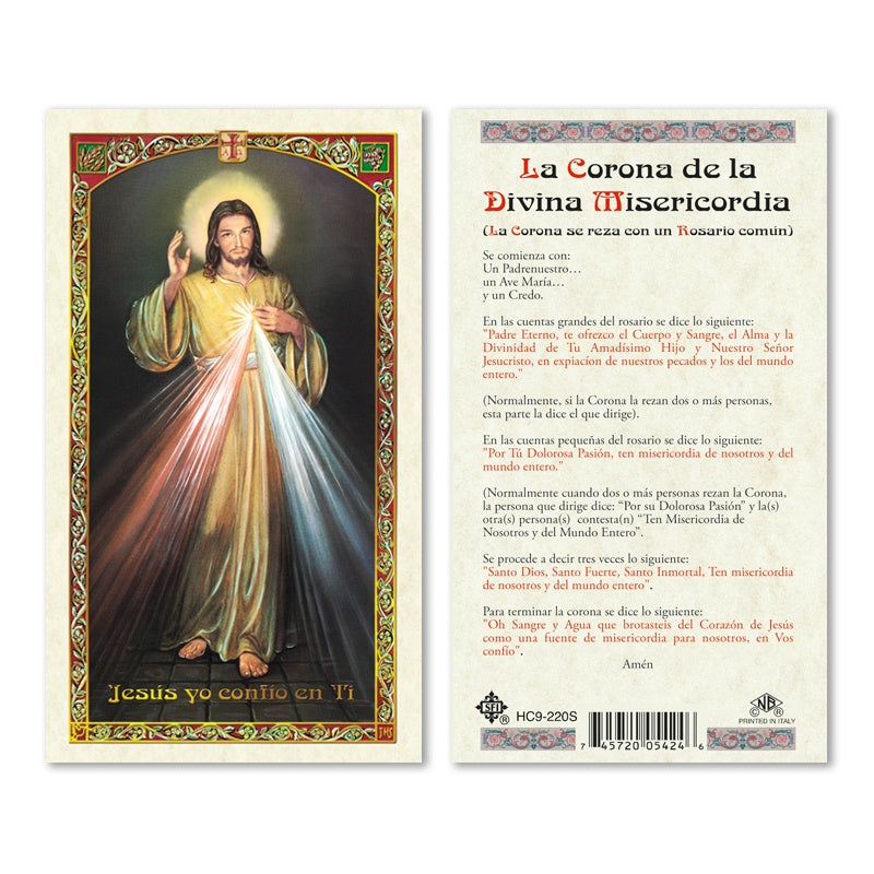 La Corona de la Divina Misericordia - tarjeta plastificada