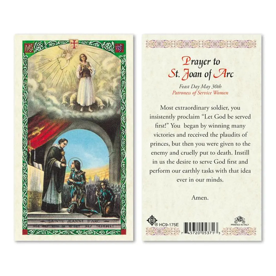 Prayer to St Joan of Arc- Laminated Prayer Cards