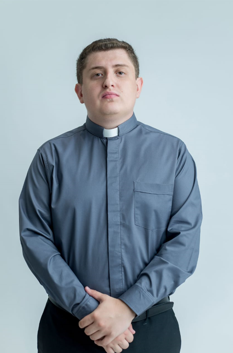 Dark Gray Long Sleeve Tab Collar Clergy Shirt