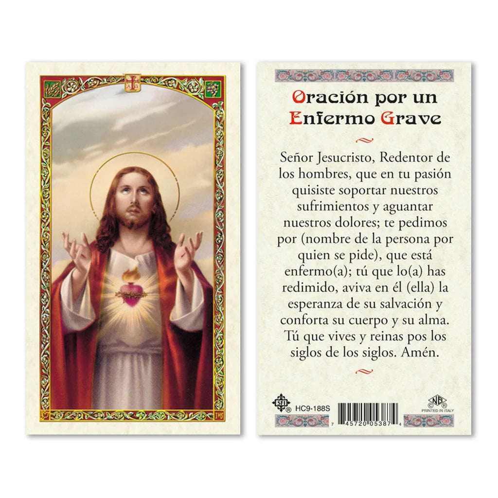 Oración Por un Enfermo Grave- tarjeta plastificada