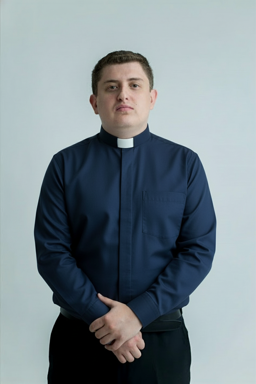 Navy Blue Long Sleeve W/T Priest collar