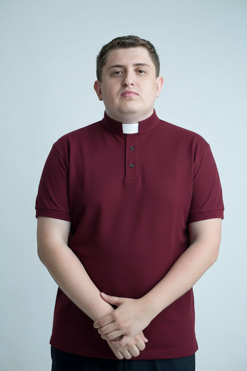 Priest polo shirt in Burgundy, 100% cotton
