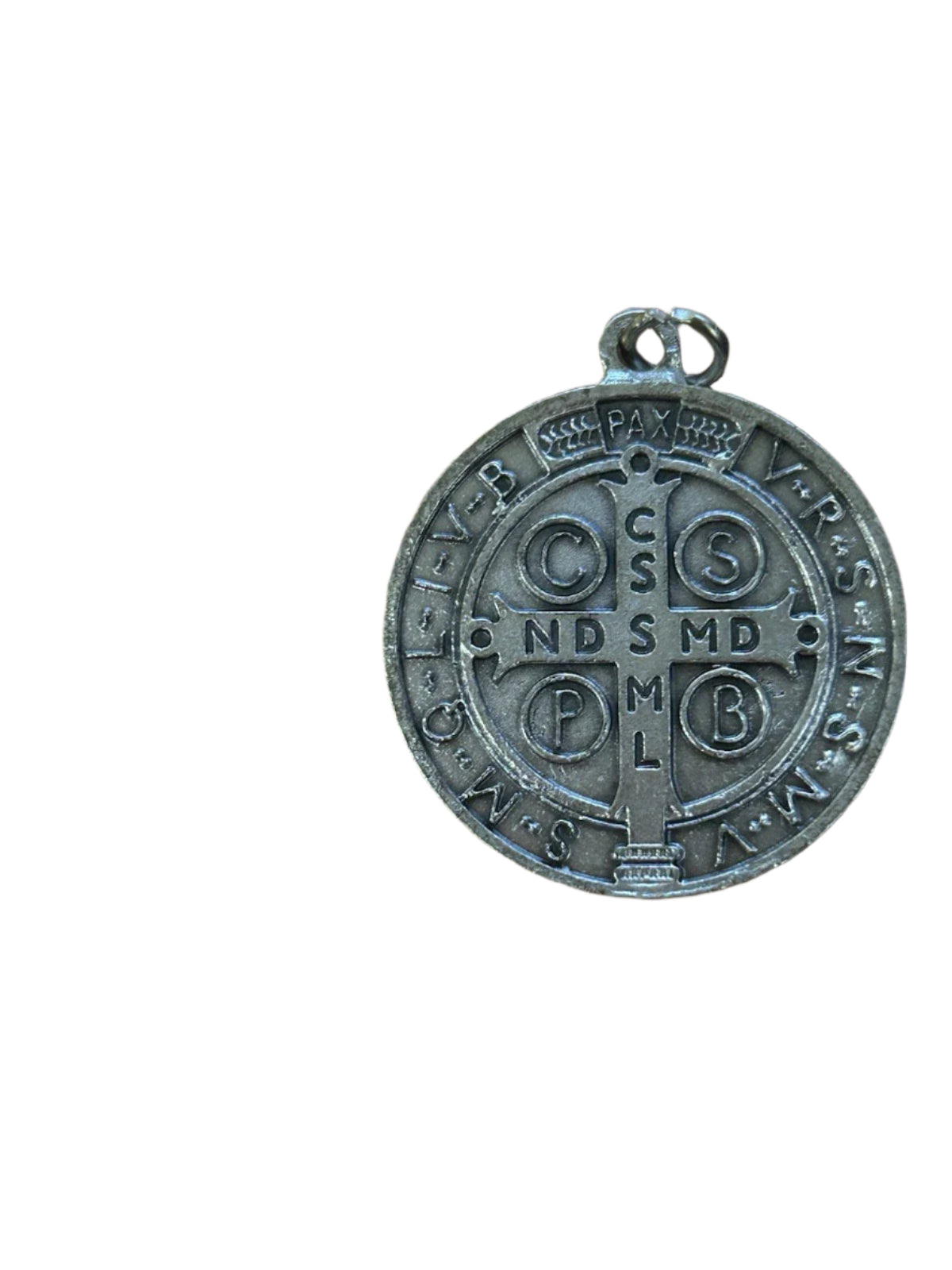Medalla De San Benito - St Benedict - Lg Rd Silver tone