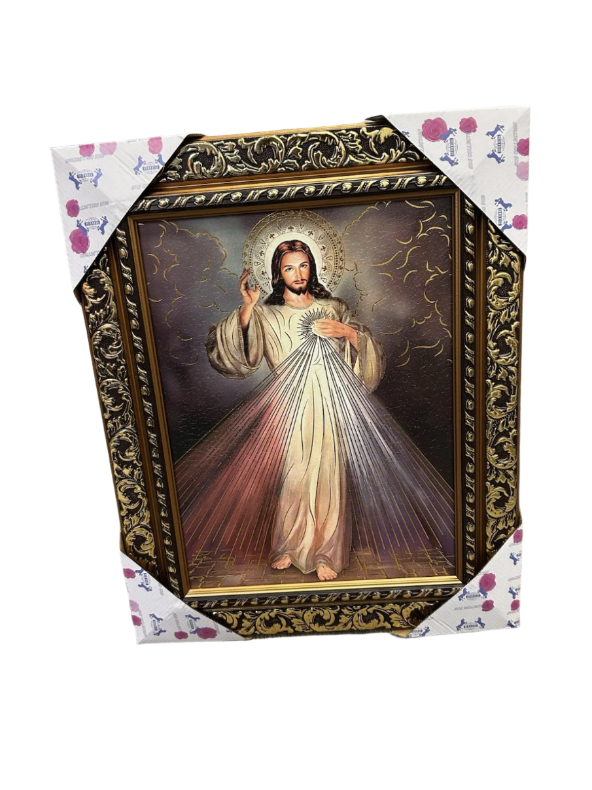 The Divine Mercy Jesus Christ Print Gold Finish Frame