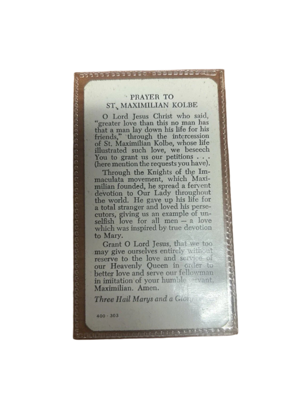 PRAYER TO ST MAXIMILIAN KOLBE