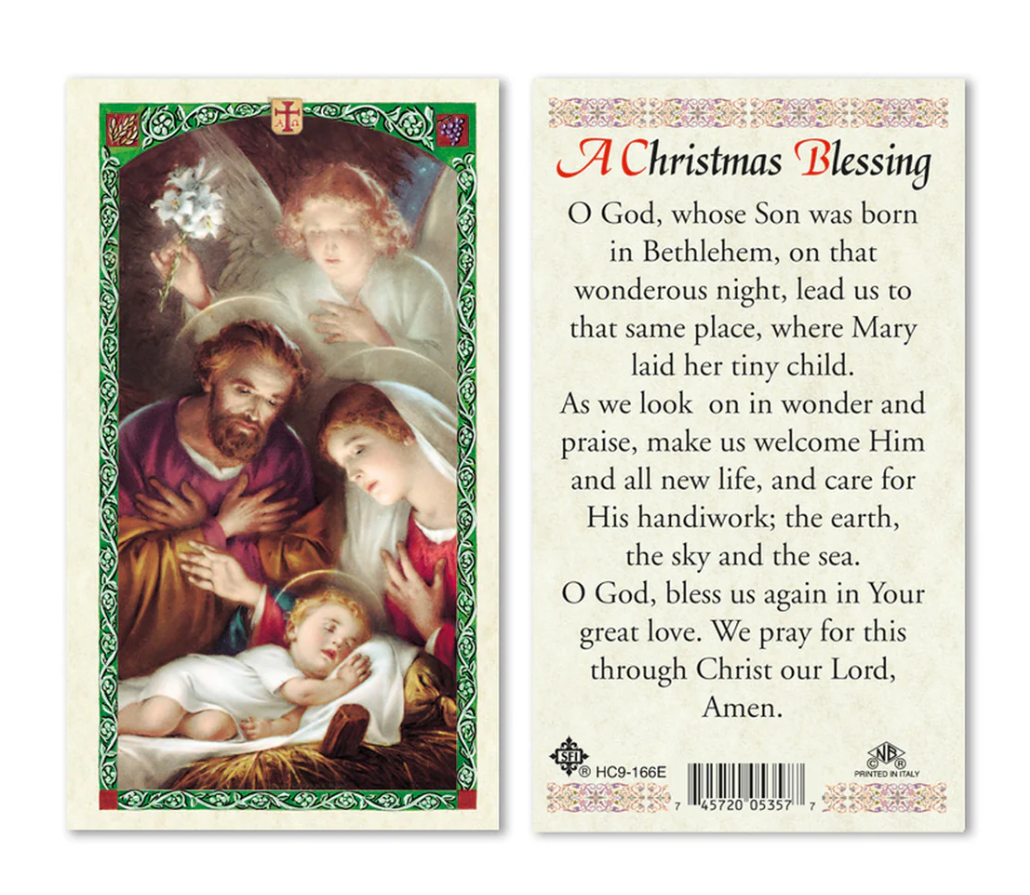 Laminated "A Christmas Blessing" Holy Prayer Card Catholic