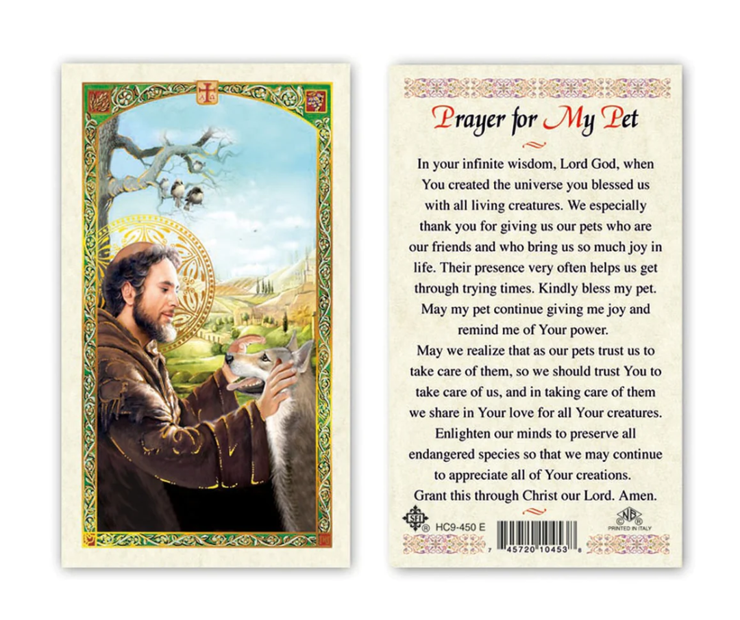 "Prayer for My Pet" -St. Francis- Prayer Card