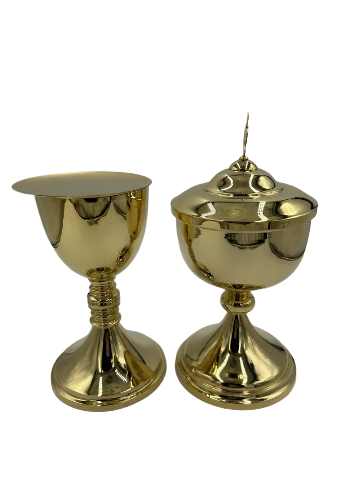 Chalice paten & Ciborium Set Brass Gold plated