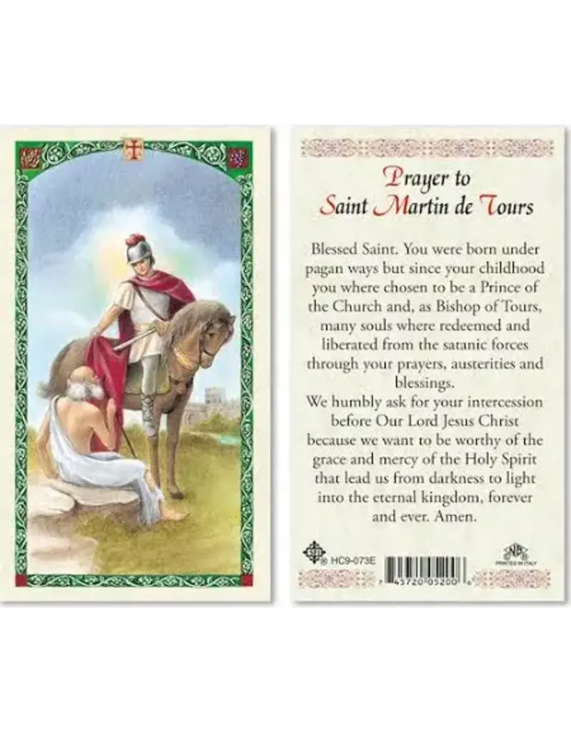 Laminated Holy Card prayer to St. Martin de Tours