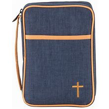 DENIM WITH ORANGE LINING AND A CROSS BIBLE COVER