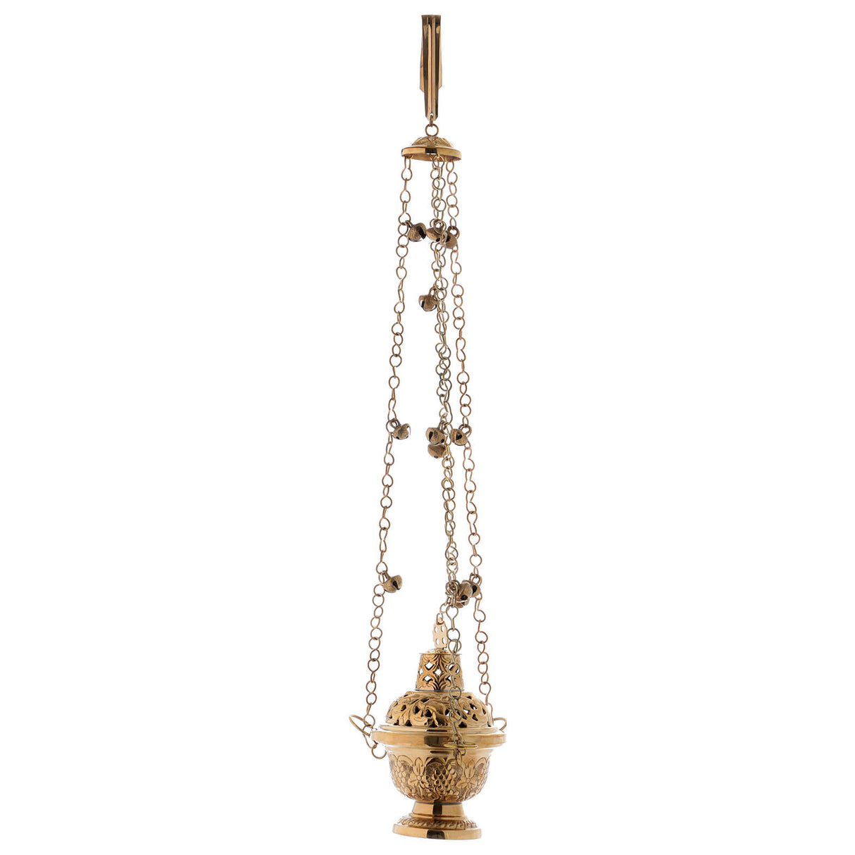 Thurible in Orthodox style in polished gold plated brass h 6 1/4 in