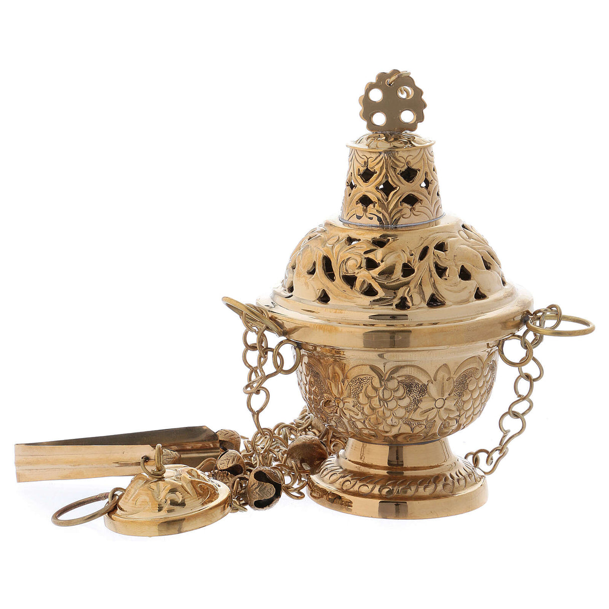 Thurible in Orthodox style in polished gold plated brass h 6 1/4 in