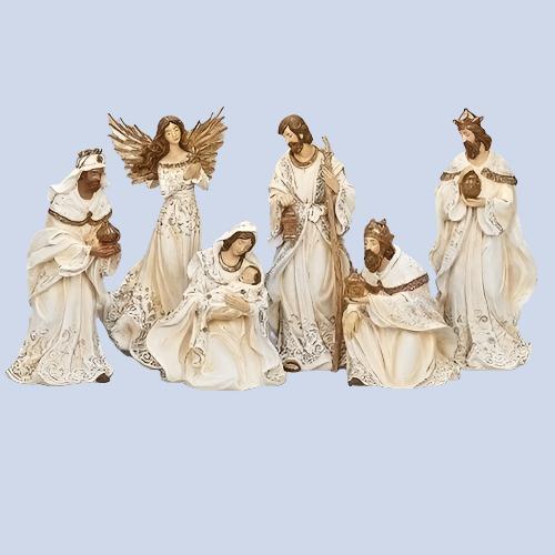 12"H 6PC ST NATIVITY; CREAM