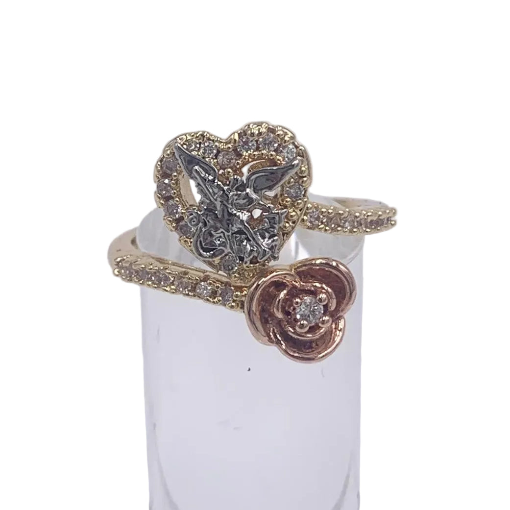 ST. MICHAEL AND ROSE ADJUSTABLE RING