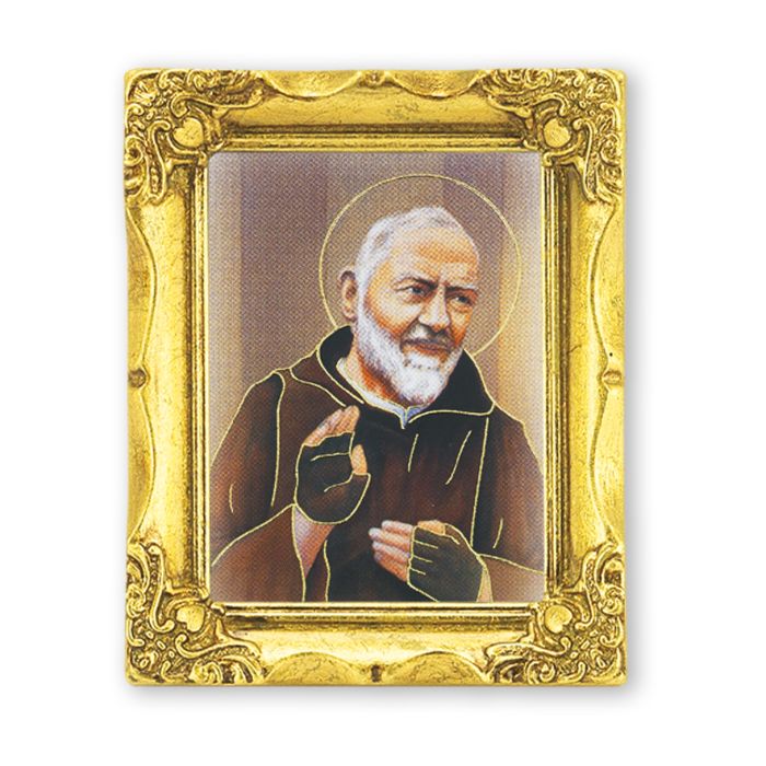 3" x 2" Antique Gold Frame with Saint Pio Print-P65