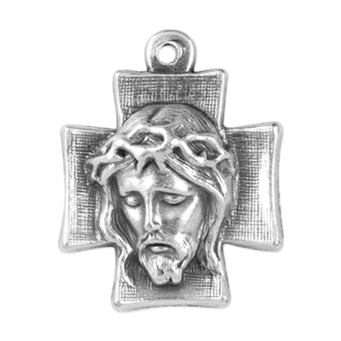 1" Ecce Homo -Head of Christ Medal in Antiqued Silver Finish