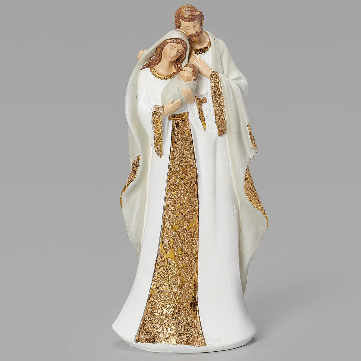 Holy Family Figure in White with Embossed Gold Pattern A5_R