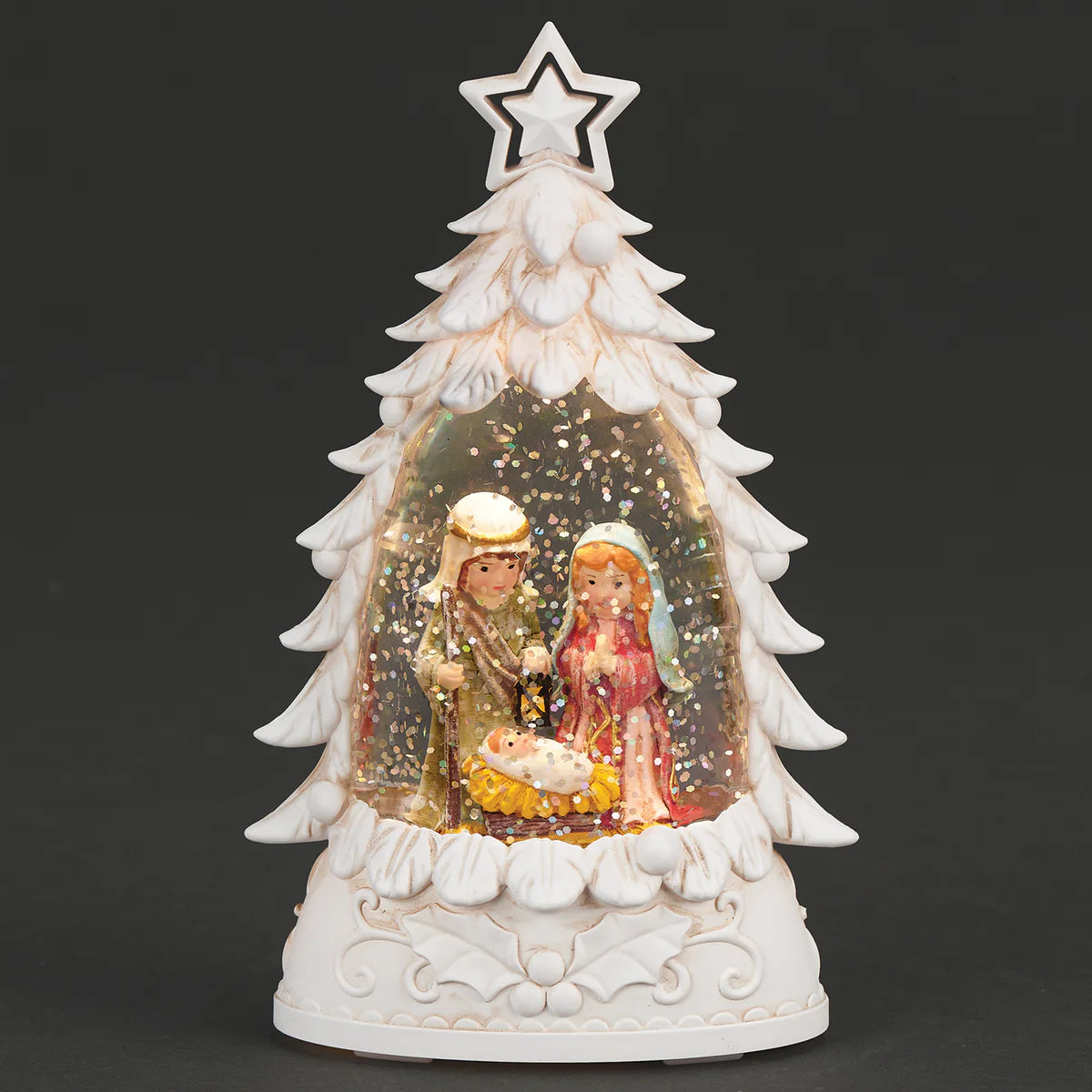 LIGHTED HOLY FAMILY CHRISTMAS TREE 6"H