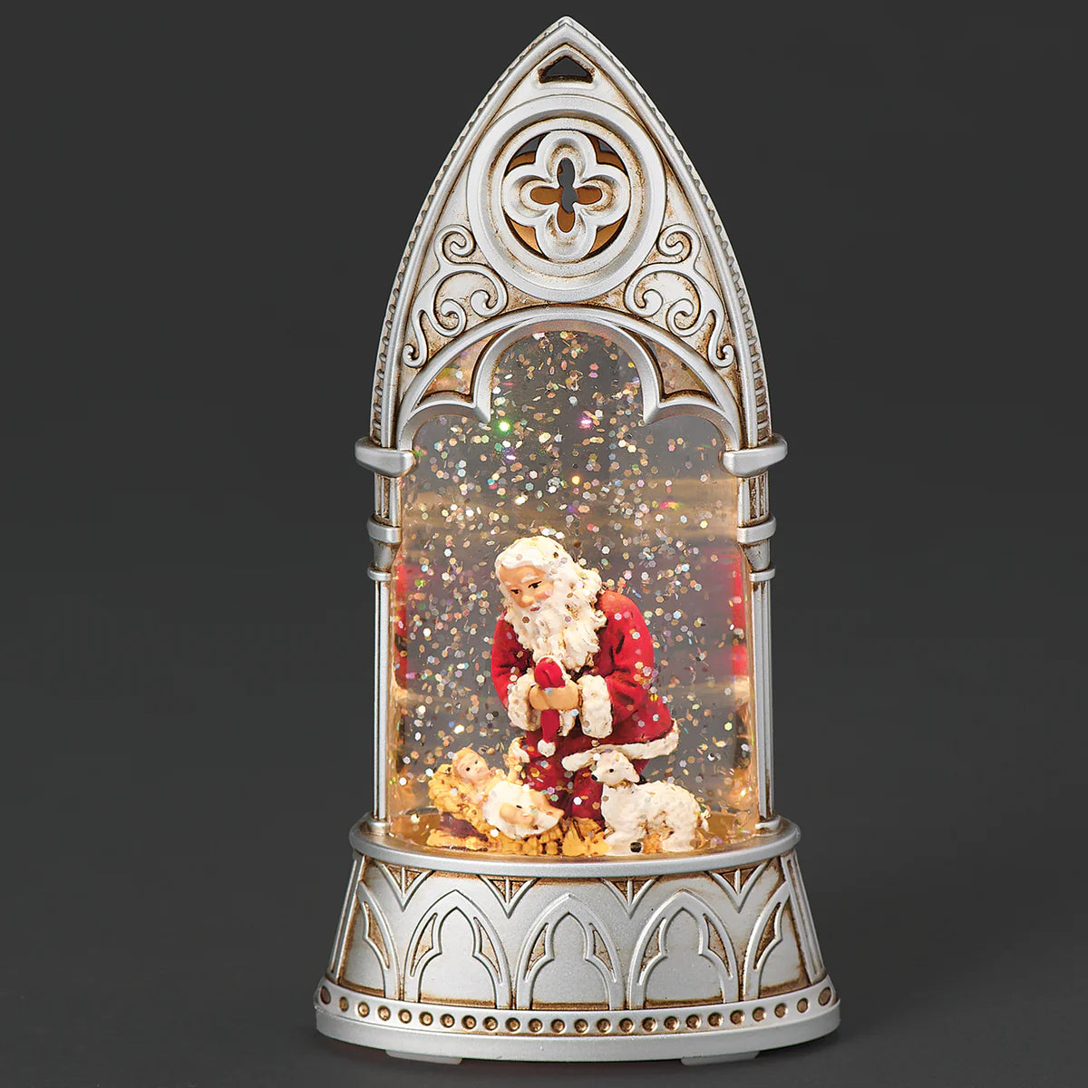 LIGHTED KNEELING SANTA 6"H