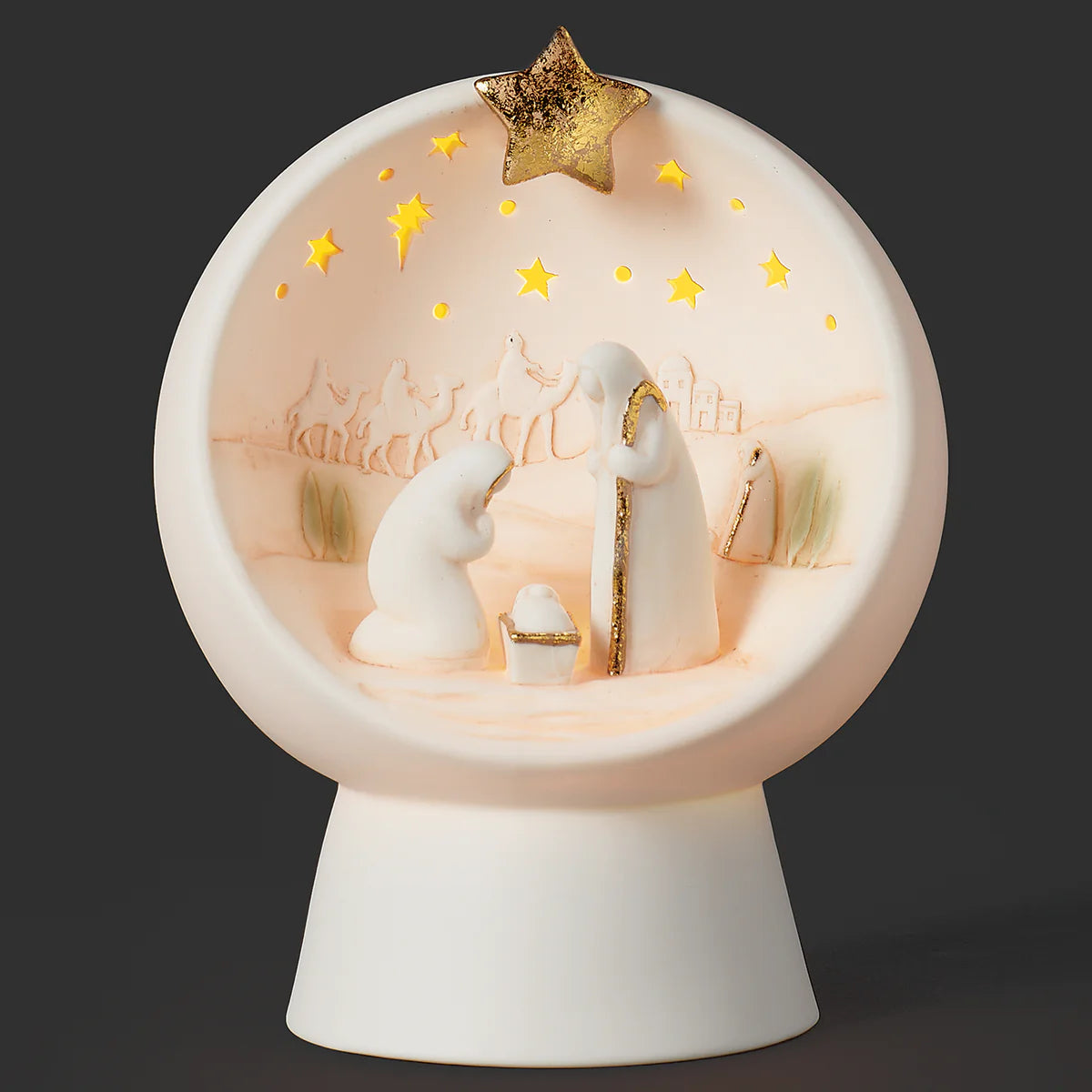 LIGHTED HOLY FAMILY ORB 6"H