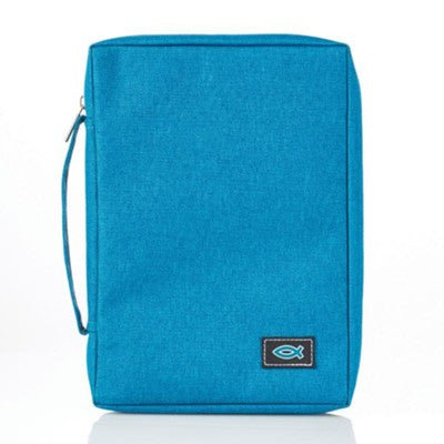 Fish Applique, Canvas Bible Cover, Blue, Small