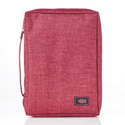 Fish Applique, Canvas Bible Cover, Burgundy, Small