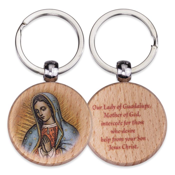 O.L. of Guadalupe (Bust) Round Wooden Keychain