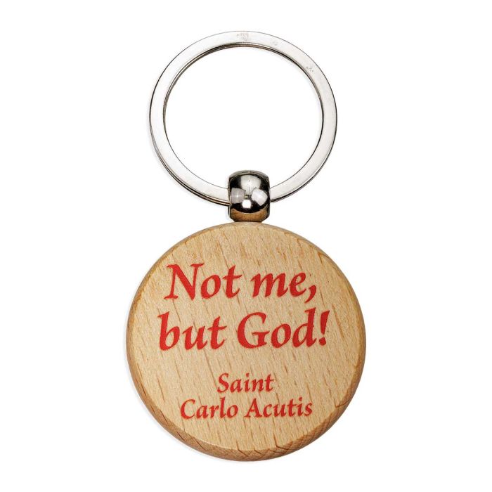 St. Carlo Acutis Round Wooden Keychain
