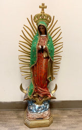 VIRGEN DE GUADALUPE CON RALLOS Y CORONA 28"
